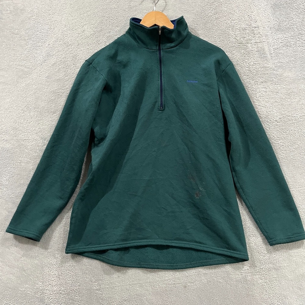 Vintage‎ Patagonia Capilene Fleece Jacket Mens Large Green Mock Neck Quarter Zip